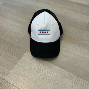 Black and White Trucker Hat with Chicago Flag